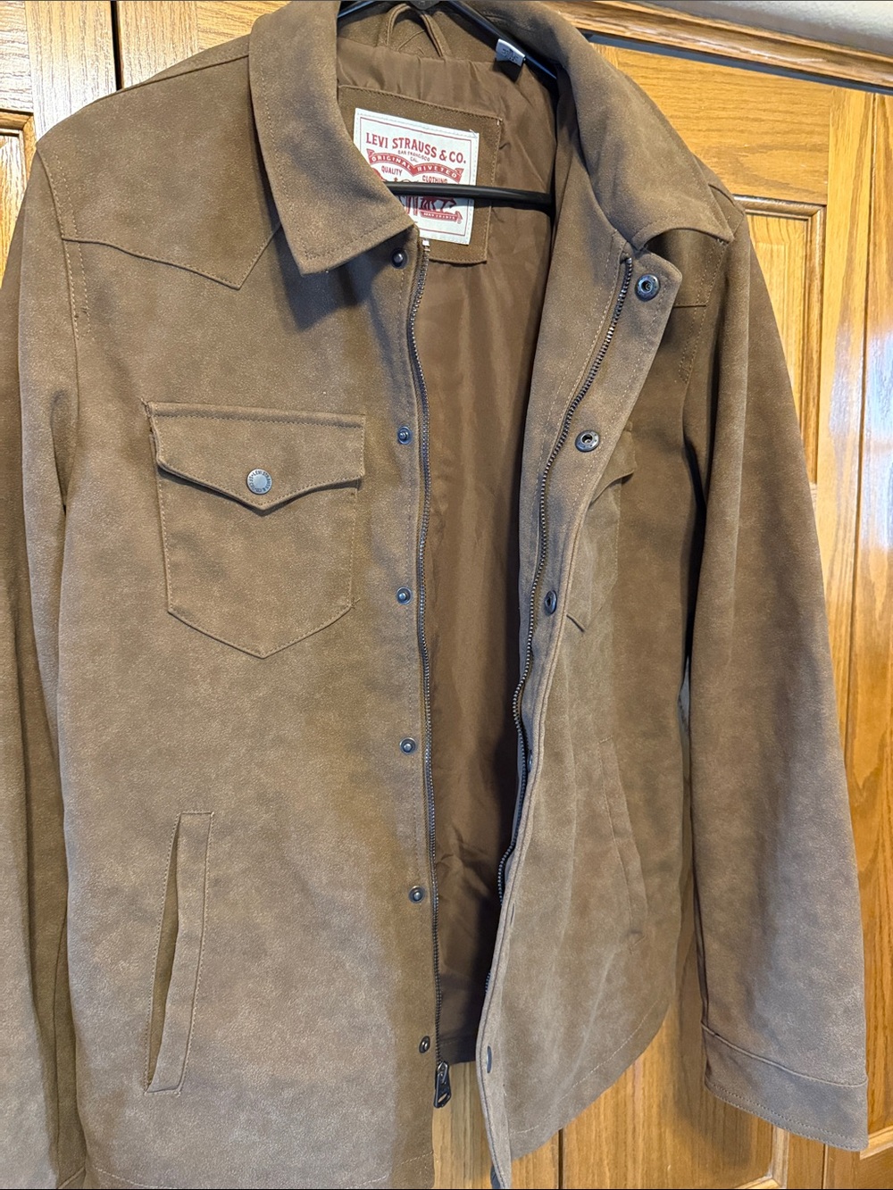 Levi's Brown Faux Suede Lightweight Trucker Jacket-Small - Picture 7 of 12